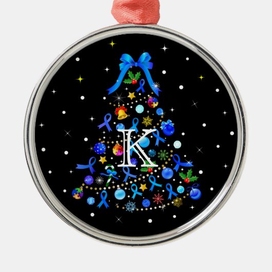 Autism Blue Christmas Tree Ornament Aus Metall (Vorne)