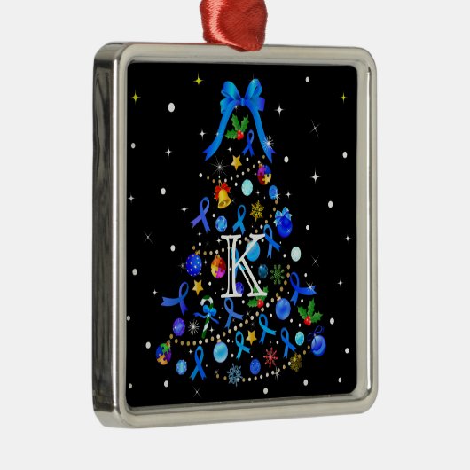 Autism Blue Christmas Tree Ornament Aus Metall (Rechts)