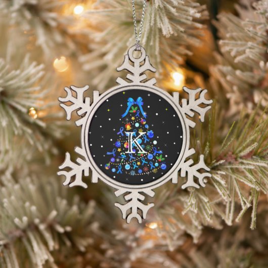 Autism Blue Christmas Tree Schneeflocken Zinn-Ornament (Baum)