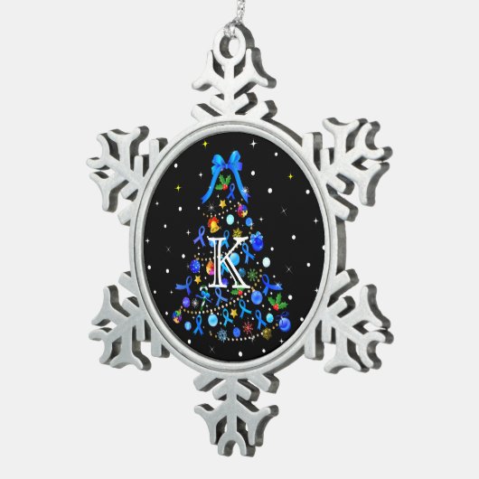 Autism Blue Christmas Tree Schneeflocken Zinn-Ornament (Rechts)