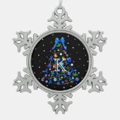 Autism Blue Christmas Tree Schneeflocken Zinn-Ornament (Vorderseite)