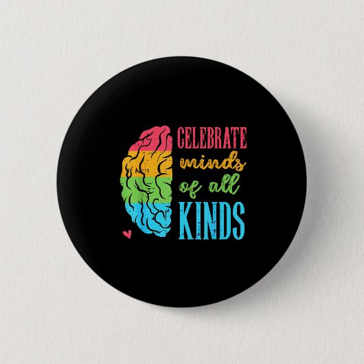Autism Brain Celebrate Minds All Kinds Aware Men W Button (Vorderseite)