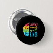 Autism Brain Celebrate Minds All Kinds Aware Men W Button (Vorne & Hinten)