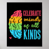 Autism Brain Celebrate Minds All Kinds Aware Men W Poster (Vorne)