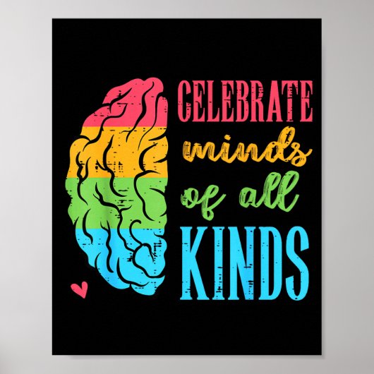 Autism Brain Celebrate Minds All Kinds Aware Men W Poster (Vorne)