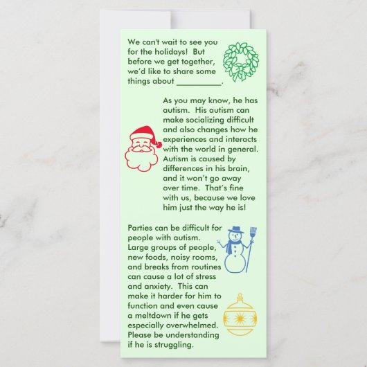 Autism Christmas Boy Flat Card (Vorderseite)