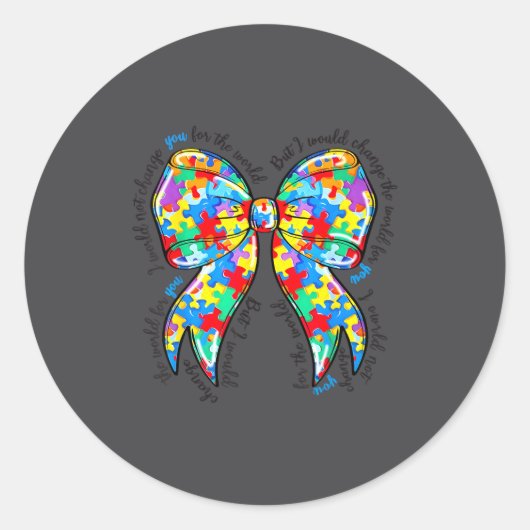 Autism Coquette Bow Puzzle Autism Awareness Proud  Runder Aufkleber (Vorderseite)
