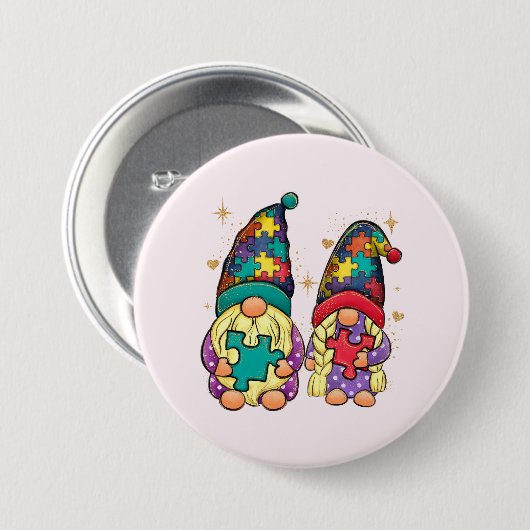 Autism Couple Gnome Button (Vorne & Hinten)