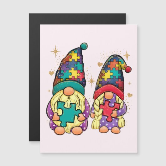 Autism Couple Gnome Magnetkarte (Vorne/Hinten)