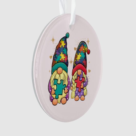 Autism Couple Gnome Ornament (Vorderseite)