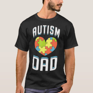 Autism Dad Heart Puzzle Autism Awareness Day Love T-Shirt