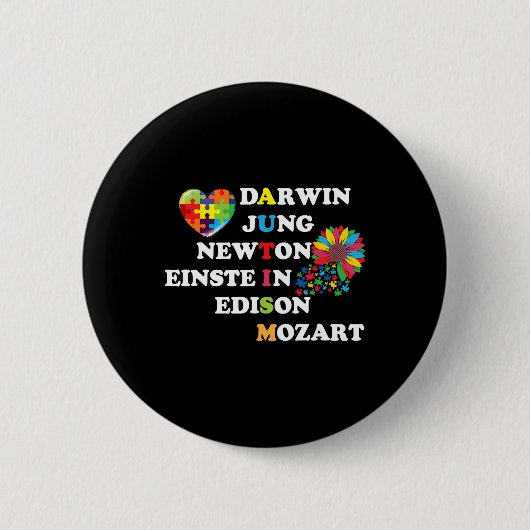 Autism Darwin Jung Newton Einste in Edison Mozart Button (Vorderseite)