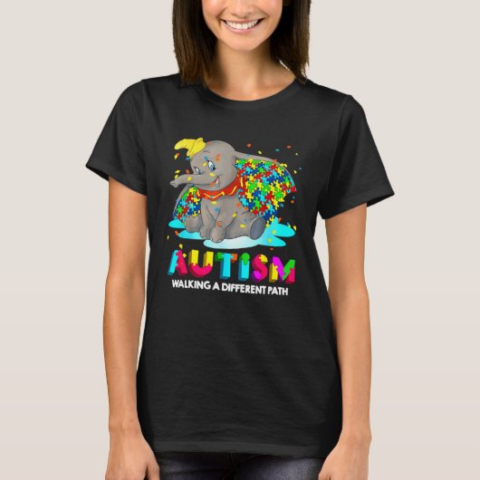 Autism Elephant Dumbo Walking A Different Path Aut T-Shirt (Vorderseite)