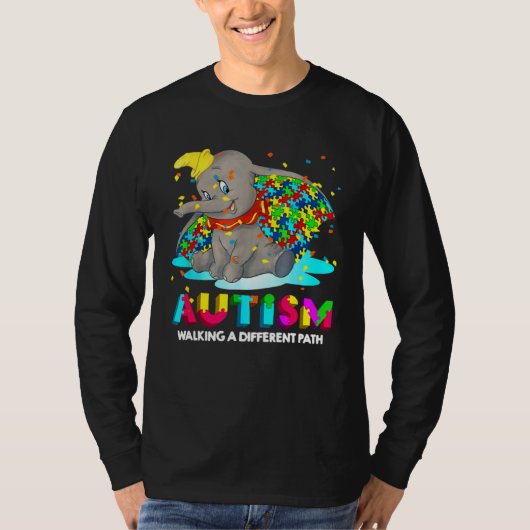 Autism Elephant Dumbo Walking A Different Path Aut T-Shirt (Vorderseite)