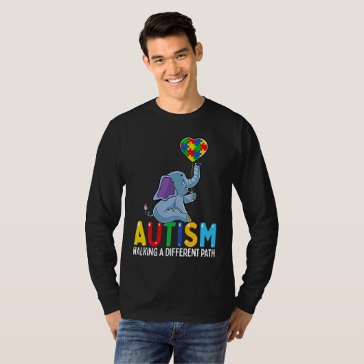 Autism Elephant Walking A Different Path For Kids T-Shirt (Vorne ganz)