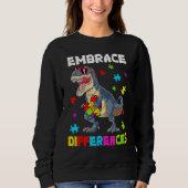 Autism Embrace Differences Dinosaur Rex Kids Cute Sweatshirt (Vorderseite)