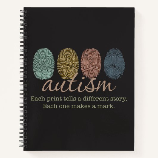 Autism Fingerprint/Quote Spiral Notebook Notizblock (Vorderseite)