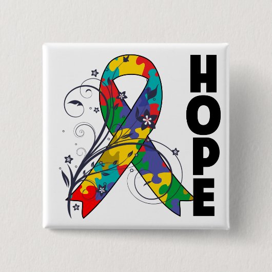 Autism Floral Hope Ribbon Button (Vorderseite)