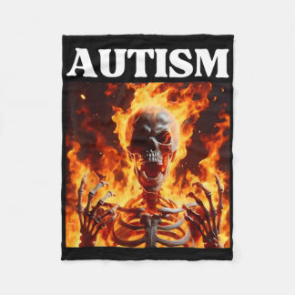 Autism Funny Cringe Edgy Hard Skeleton Meme Flames Fleecedecke