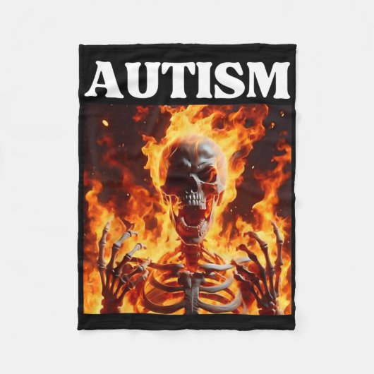 Autism Funny Cringe Edgy Hard Skeleton Meme Flames Fleecedecke (Vorderseite)