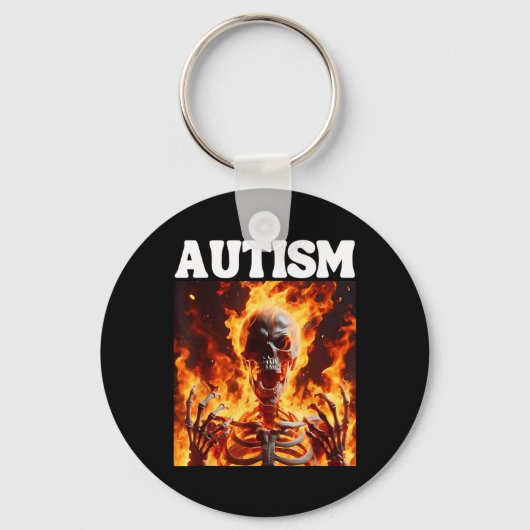 Autism Funny Cringe Hard Skeleton Meme Flames 1 Schlüsselanhänger (Vorderseite)