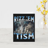 Autism Funny Rizz Em mit dem Tismus Wolf Meme Karte (Gelbe Blume)