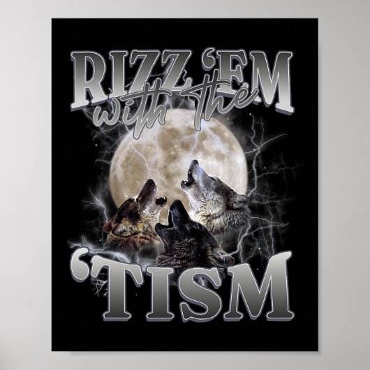 Autism Funny Rizz Em mit Tism Meme Autistic W Poster (Vorne)