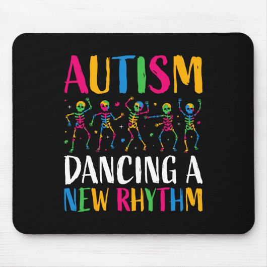 Autism Funny Skeleton Tanz Neuer Rhythmus Autismus Mousepad (Vorne)
