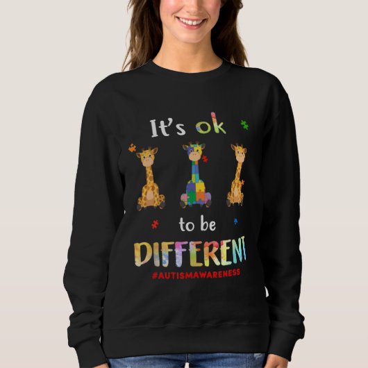 Autism Giraffe Ok To Be Different Awareness Men Bo Sweatshirt (Vorderseite)