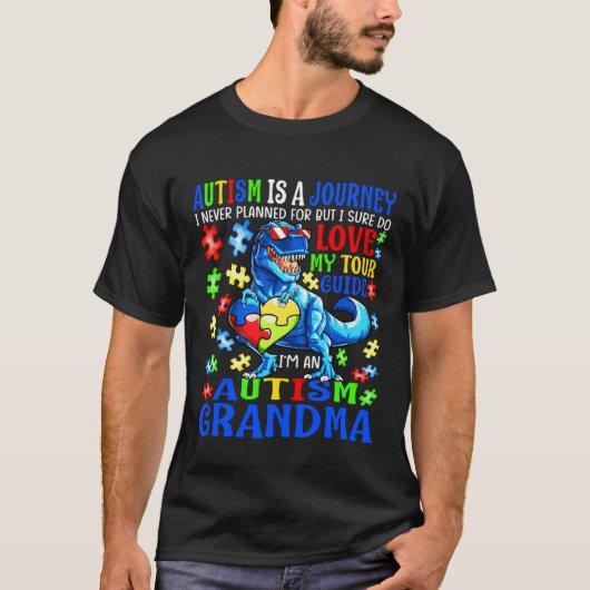 Autism Grandma Journey Quote Autism Awareness Dino T-Shirt (Vorderseite)