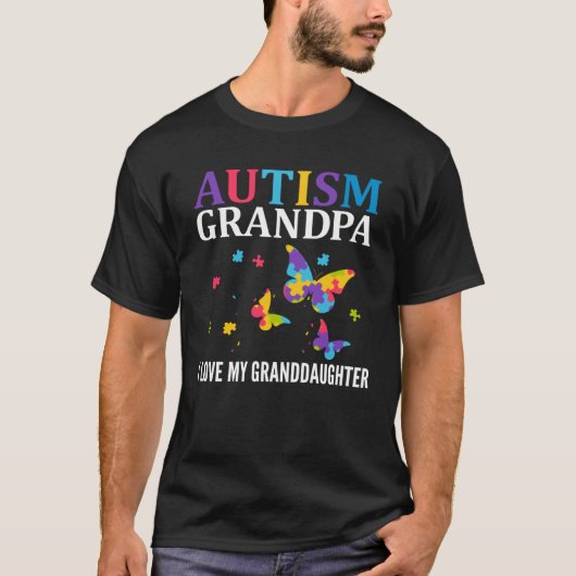 Autism Grandpa I Love My Granddaughter Puzzle Butt T-Shirt (Vorderseite)
