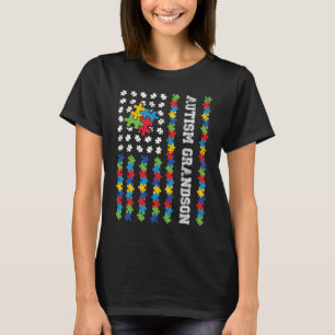 Autism Grandson American Flag Autismus Bewusstsein T-Shirt