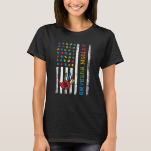 Autism Husband American Flag Autismus Bewusstsein T-Shirt