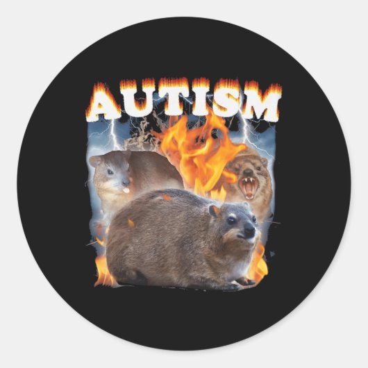 Autism Hyrax Funny Meme Runder Aufkleber (Vorderseite)