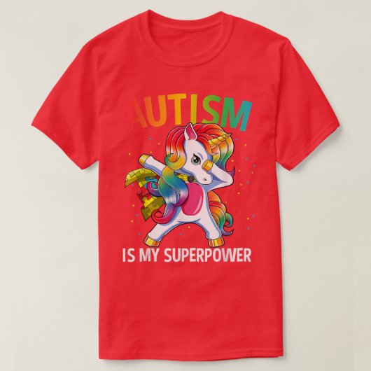 Autism Is My Superpower Dabbing Unicorn 359 T-Shirt (Design vorne)