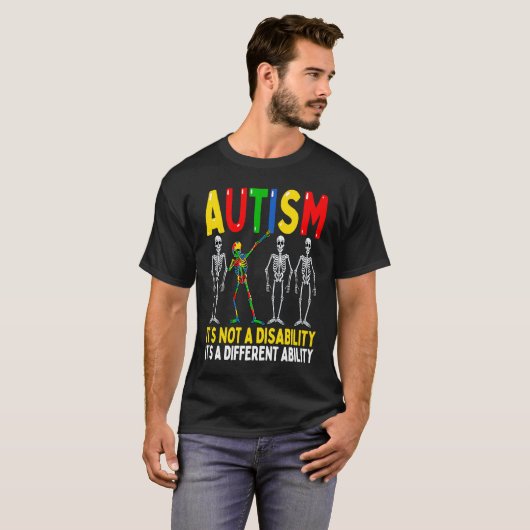 Autism It's A Different Ability  Dabbing Skeleton T-Shirt (Vorne ganz)