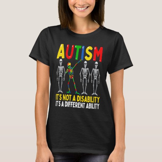 Autism It's A Different Ability Dabbing Skeleton T-Shirt (Vorderseite)