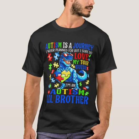 Autism Lil Brother Journey Quote Autism Awareness T-Shirt (Vorderseite)