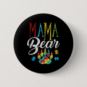 Autism-Mama-Bär-Puzzleteil-Kind-Grunge-Autisti Button