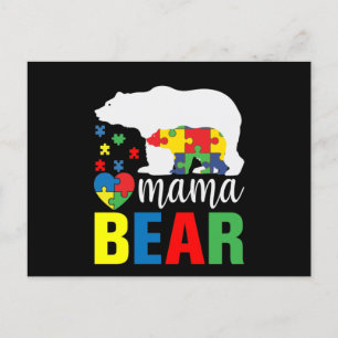 Autism Mama Bear Einladungspostkarte