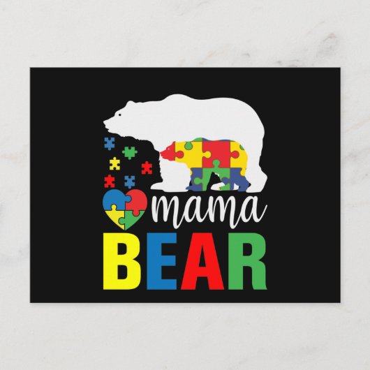 Autism Mama Bear Einladungspostkarte (Vorderseite)