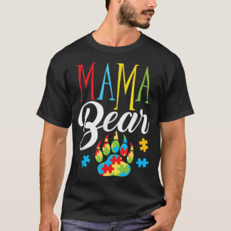 Autism Mama Bear Paw Puzzle Piece Child Womens Aut T-Shirt