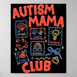 Autism Mama Club Retro Neurodiversitätsbewusstsein Poster