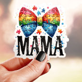 Autism Mama Puzzle Piece Bow Aufkleber