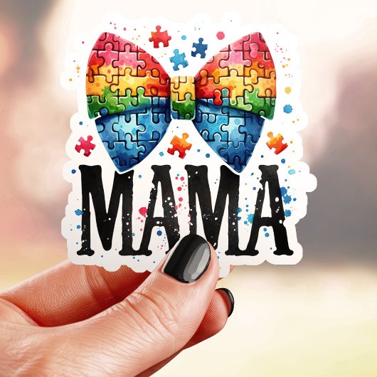 Autism Mama Puzzle Piece Bow Aufkleber