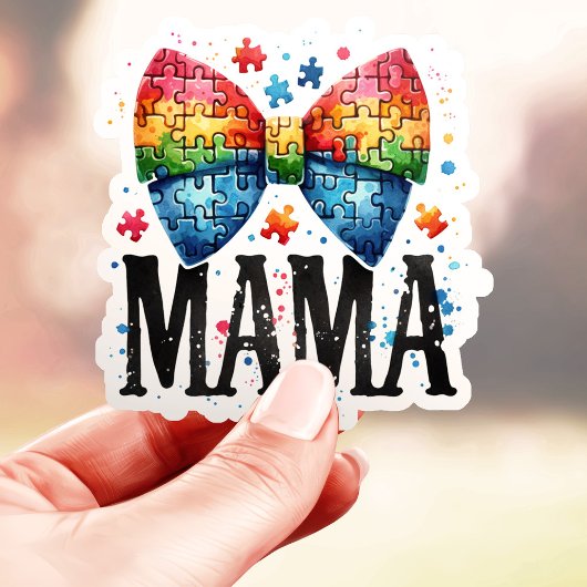 Autism Mama Puzzle Piece Bow Aufkleber