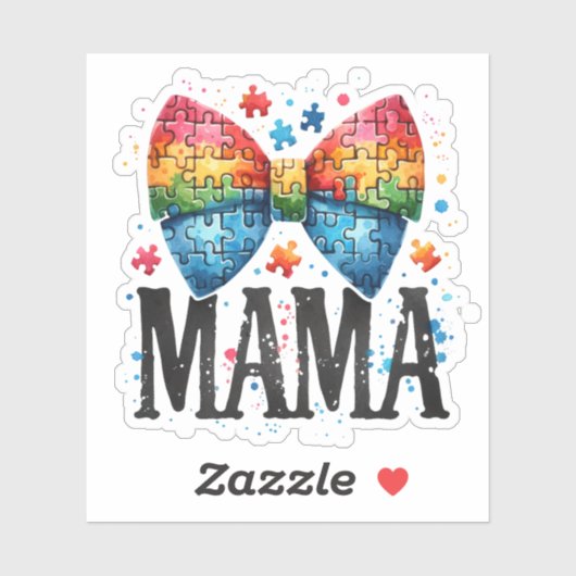 Autism Mama Puzzle Piece Bow Aufkleber (Blatt)