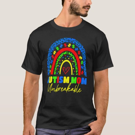 Autism-Mama Unzerbrechlich Regenbogen-Leopard Fra T-Shirt (Vorderseite)