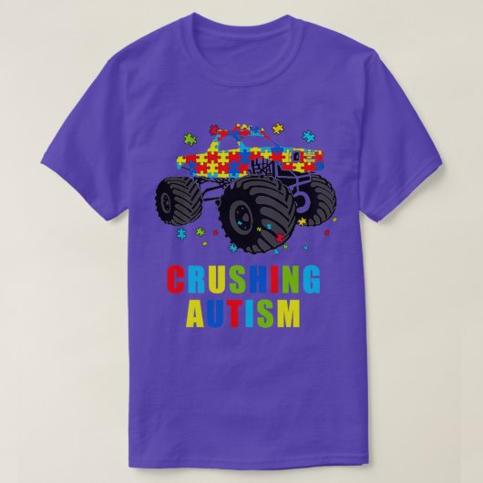 Autism Mega Truck Crushing Autism Awareness Monste T-Shirt (Design vorne)