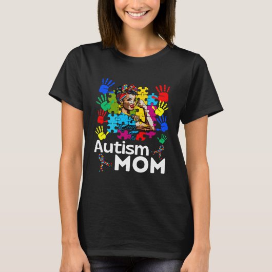 Autism Mom Navigating Autism Afro Mother Black Wom T-Shirt (Vorderseite)